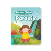 Kinderboek Jannah leert over het paradijs met kleurrijke illustratie van een meisje en waterval